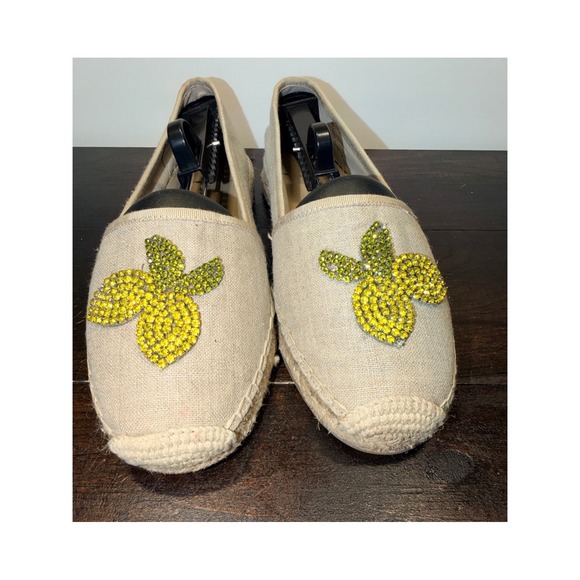 Ann Taylor Shoes - Ann Taylor Espadrilles Rhinestone Lemon Flats Tan‎ Slip on Shoes Sz 9.5M